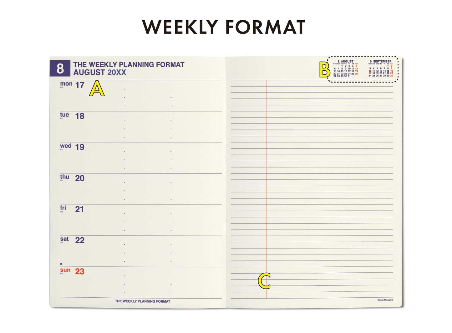 2023 Weekly Planner Minute Manager EX A5 LEFT